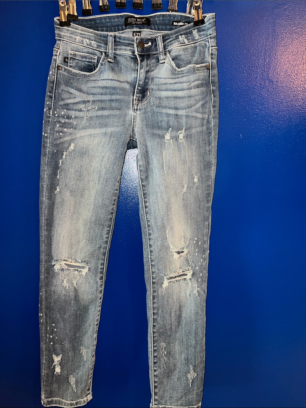 Judy Blue Light Blue Distressed Skinny Jeans